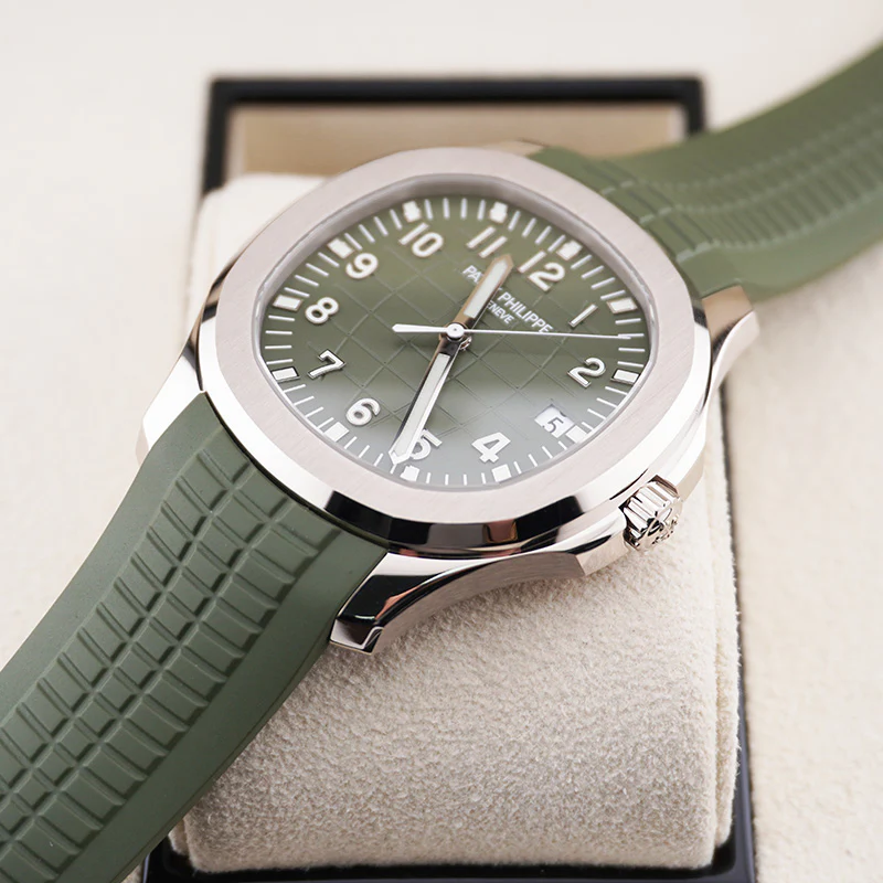 Patek Philippe Aquanaut White Gold 42mm 5168G Khaki Green Dial - Image 6